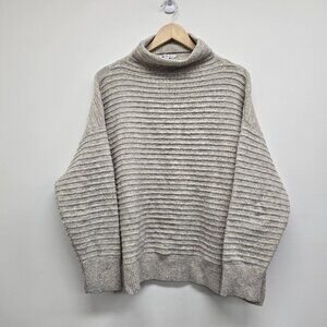 Ophelia Roe 3D Striped Sweater Women's Size 2X Boxy Stretch Oatmeal